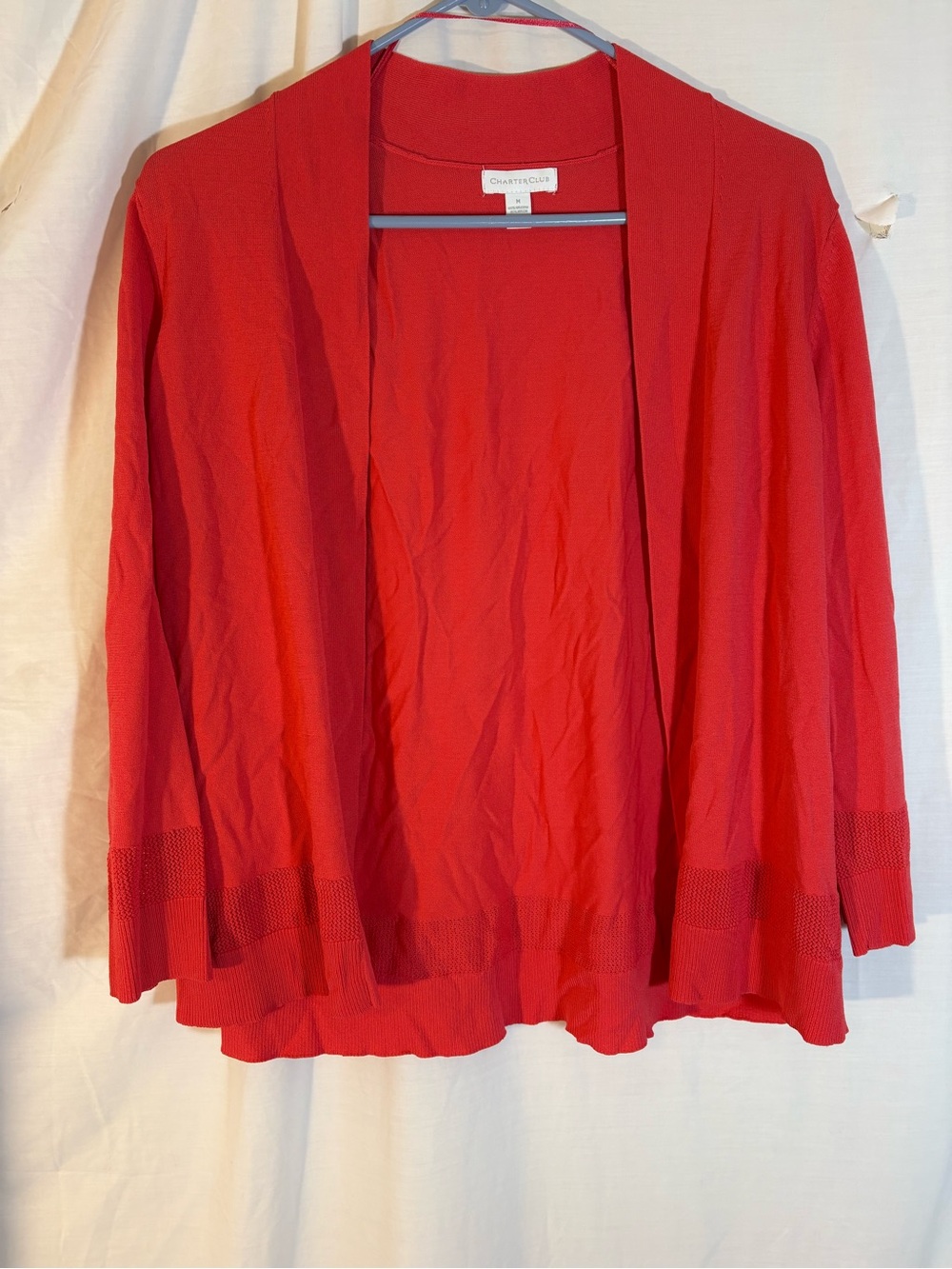 Charter Club Bright Red Open-Front Lightweight Cardigan